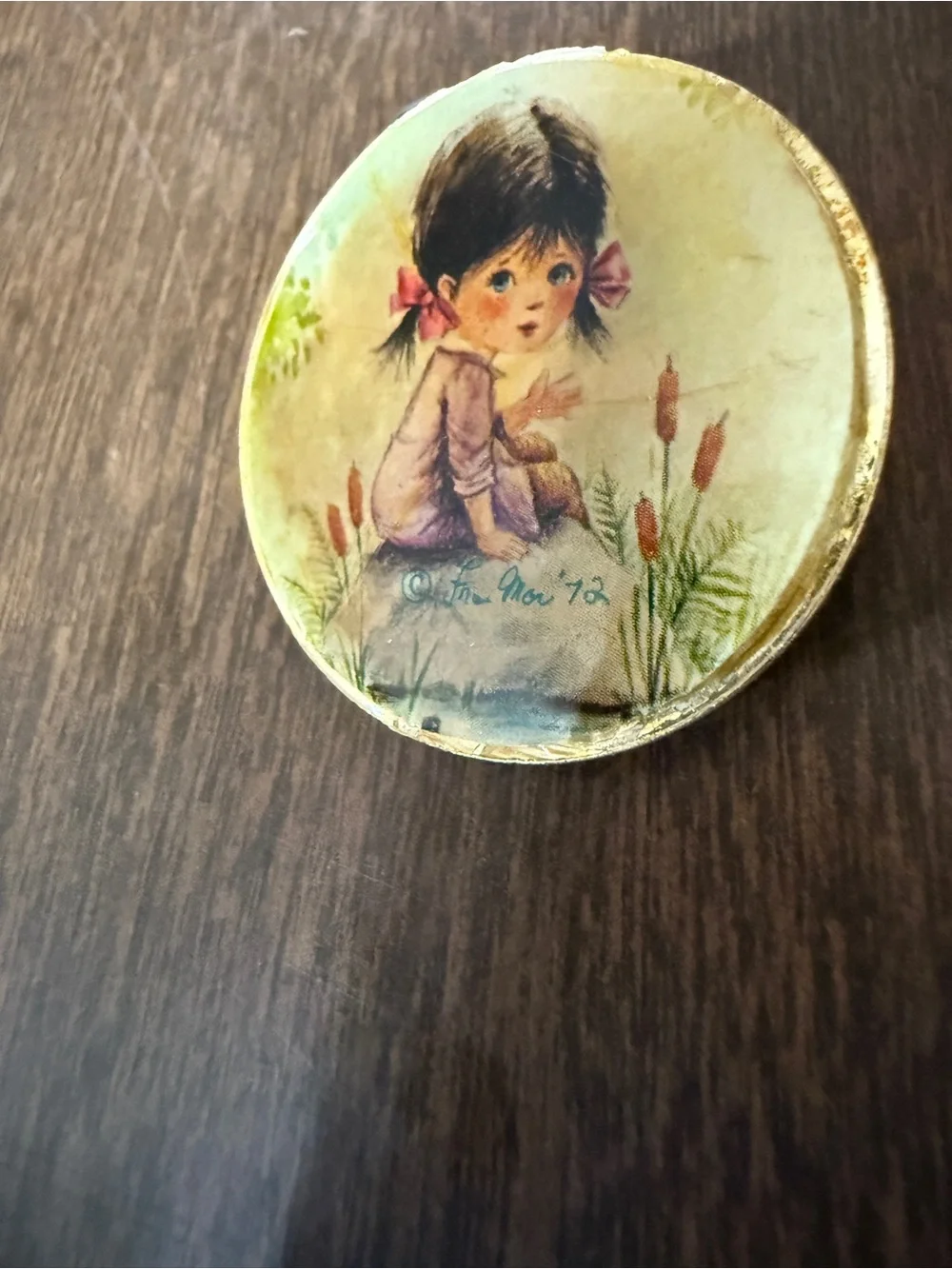Vintage 1972 Fran Mar Moppet Girl Lapel Pin Brooch Small Flaw Read